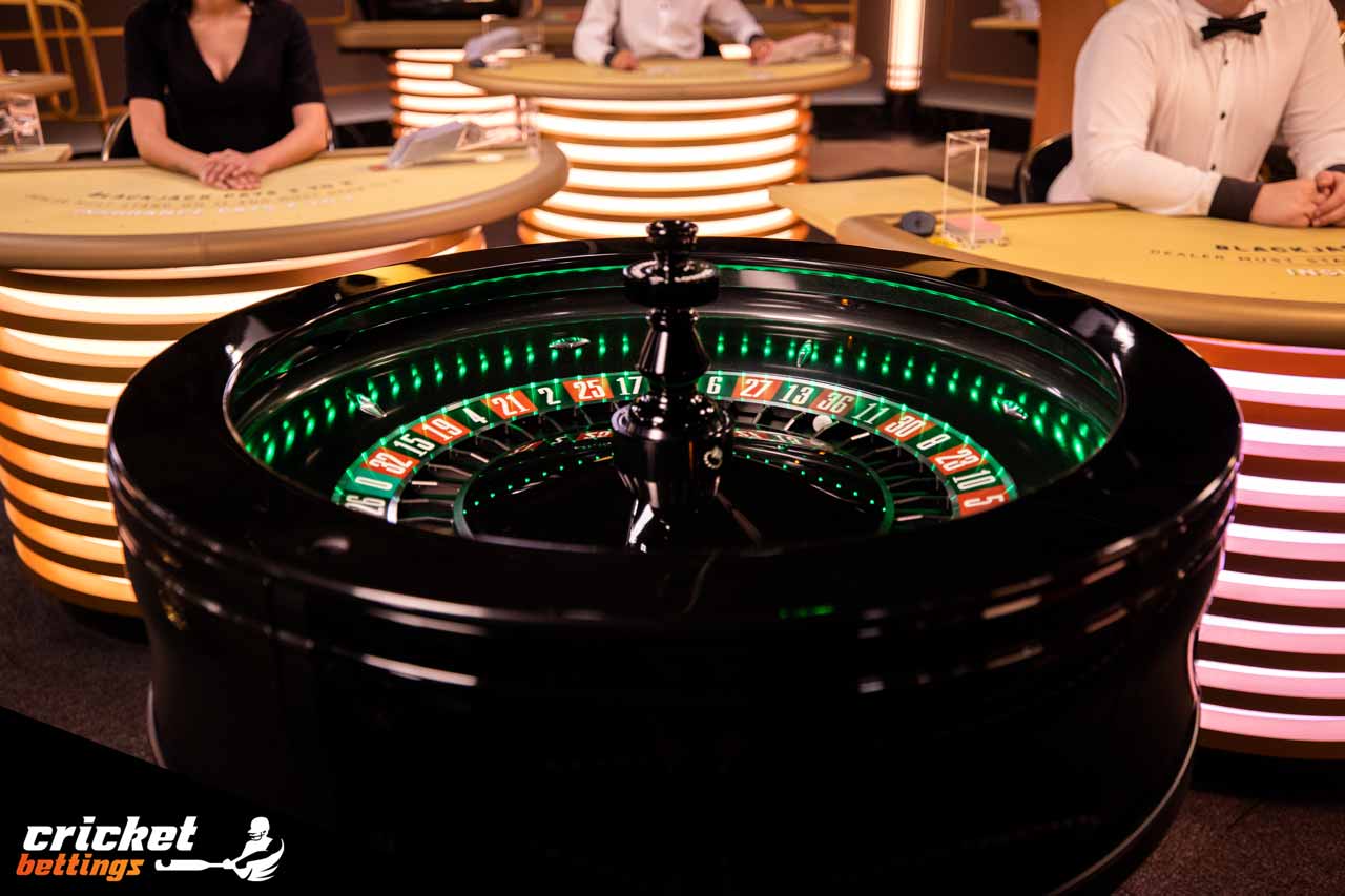 online roulette wheele in a live casino studio