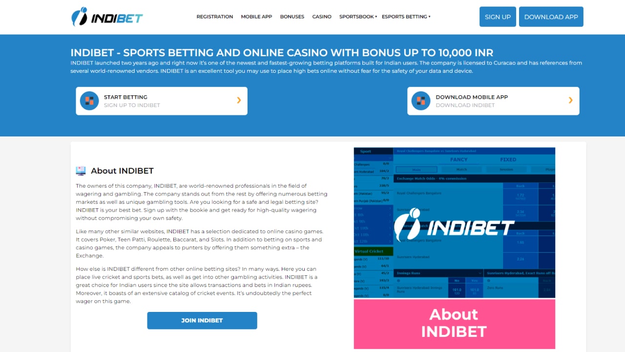 Indibet online betting site